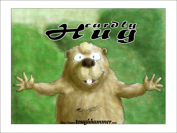 Beaver with wide open arms: &ldquo;cardly Hug&rdquo;