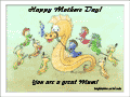 Seahorse Mom plays with seahorse children Cowboy and Indians: &ldquo;Happy Mother's Day! You are a great mum!&rdquo;