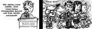 Marc Ziesmers Tough Hammer Cartoon WArpresident Bush zum nuklearen Disput Keywords: Comic Strip, Warpresident, President, George, W, Bush, Pressekonferenz, Nuklearer, Disput, Konflikt, Nordkorea, Iran, Atombombe, Atomwaffe, Kernwaffe, Milo, Bloom County, Kermit, Frosch, Clark Kent, Superman, Loise Lane, Tim und Struppi