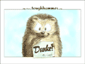 Igel mit Schild in der Hand: &ldquo;Danke!&rdquo;