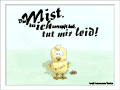 K&uuml;ken steht schr&auml;g vor etwas H&uuml;hnerkot: &ldquo;Der Mist, den ich verzapft hab, tut mir leid!&rdquo;