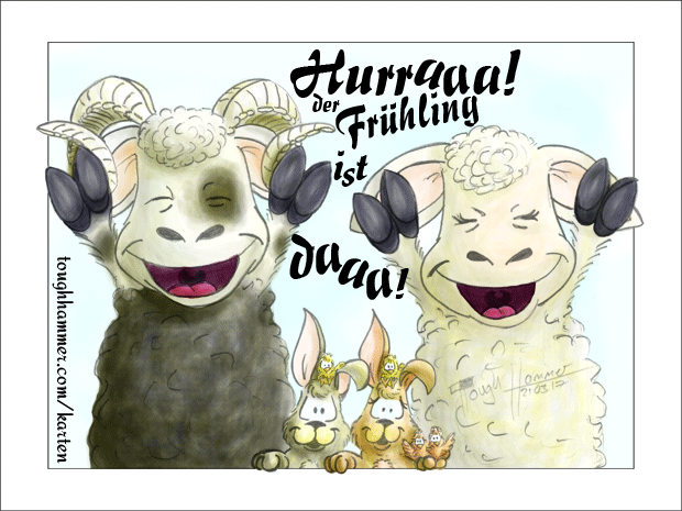 Fr&ouml;hliche Schafe, Kaninchen und K&uuml;ken: &ldquo;Hurraaa! der Fr&uuml;hling ist daaa!&rdquo;