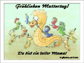 Seepferdchenmama schpielt mit Seepferdchenkindern Cowboy und Indianer: &ldquo;Fr&ouml;hlichen Muttertag! Du bist eine tolle Mama!&rdquo;